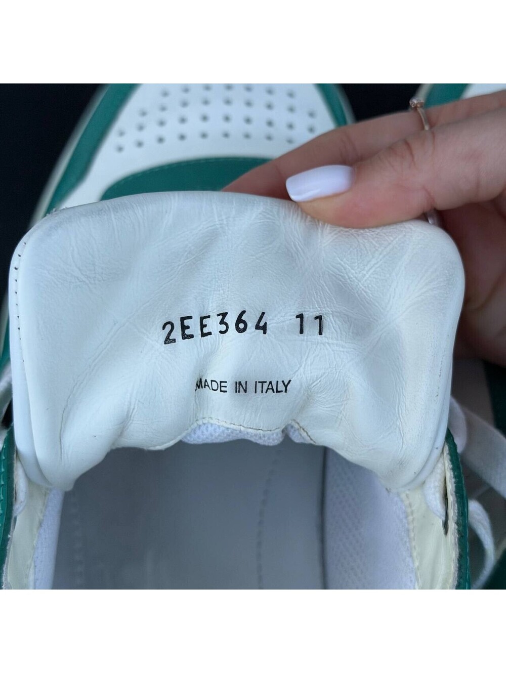 Prada Sneakers Green White Size 11 Leather Low Top Lace Up Italy 2EE364 - Picture 9 of 13